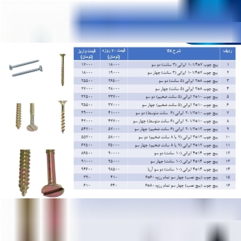  لیست قیمت پیچ چوب و پیچ نصب های ا