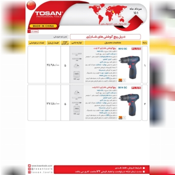 دریل شارژی 12ولت توسن