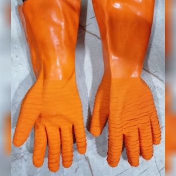 دستکش سیرابی بلند تولید شده.از لا