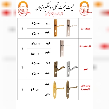 لیست قیمت دستگیره زیلان