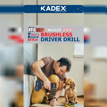 دریل شارژی چکشی براشلس 20 ولت دوسرعته به همراه کیف و 2عدد باتری کادکس KADEX  - مدل K6020