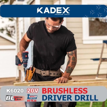 دریل شارژی چکشی براشلس 20 ولت دوسرعته به همراه کیف و 2عدد باتری کادکس KADEX  - مدل K6020
