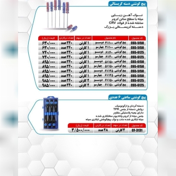 پیچ گوشتی ساعتی ۶ عددی میکا ساخت چین موجود میباشد 