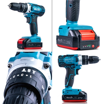 دریل شارژی ماهان چکشی 21 ولت + دو عدد باتری