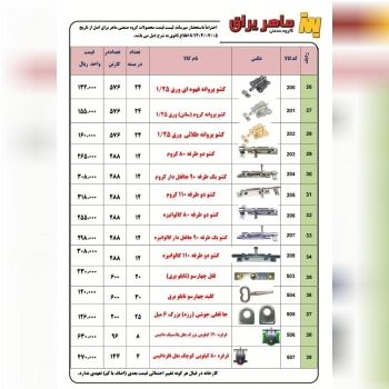 لیست قیمت تولیدی ماهر یراق عرضه شد و آماده توزیع م