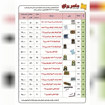 لیست قیمت تولیدی ماهر یراق عرضه شد و آماده توزیع م