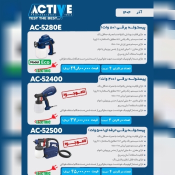 پیستوله های برقی اکتیو در سه مدل موجود شد و آماده 