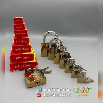  قفل آویز طلایی طرح برنج مغزی سرب میله ضخیم بدنه ضخیم با ضمانت خرابی وزن سنگین کیفیت بسیار عالی قیمت