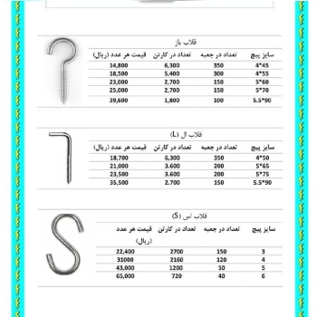 لیست قیمت قلاب