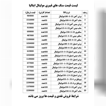 محصولات مولیتال طبق لیست قبل موقتأ میباشد