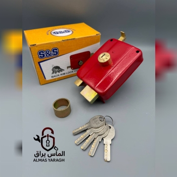  ⭐️قفل حیاطی تمام برنج S S⭐️ توپی کامل برنج-زبانه برنج-دسته برنج ۵کلید برنجی(کامپیوتری بلند) ساخت ای