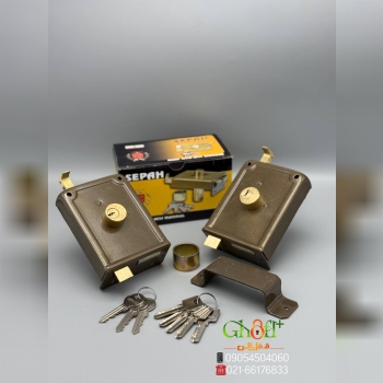  قفل حیاطی طرح ایزو سپه زبانه برنجی توپی کامل برنج