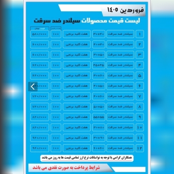 سیلندر های ضد سرقت از سایز ۷تا ۱۲ 