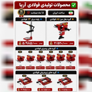  لیست محصولات تولیدی فولادی آریا