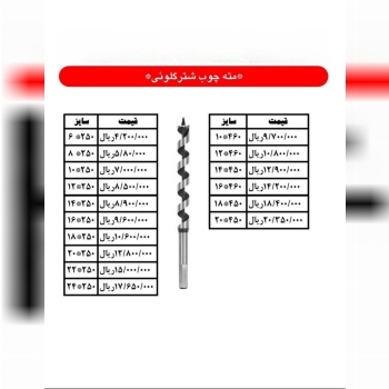 لیست قیمت مته چوب