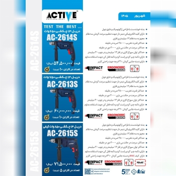 دریل های ۱۳ چکش اکتیو در سه مدل متفاوت موجود شد و 