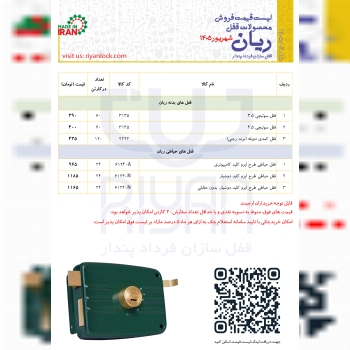 لیست قیمت محصولات شرکت ریان