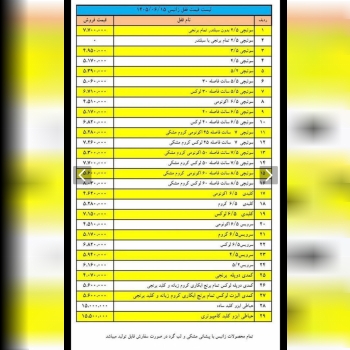 لیست قیمت محصولات زانیس …