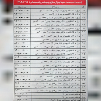 لیست دریل ستونی پیشرو