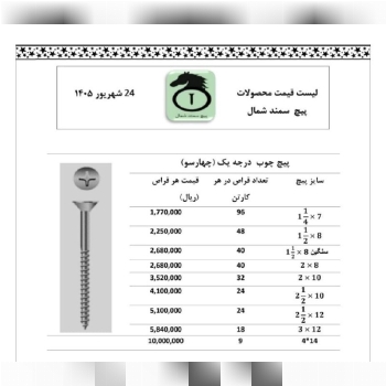 پیچ چوب چهار سو ایرانی سمند  ساخت ایران موجود میباشد 