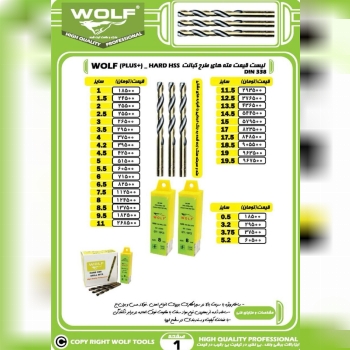  لیست قیمت مته های طرح کبالت ولف WOLF 