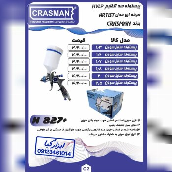  پیستوله سه تنظیم HVLP کراسمن CRASMAN