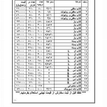 لیست قیمت جدید محصولات تولیدی هیکو خدمت شما عزیزان