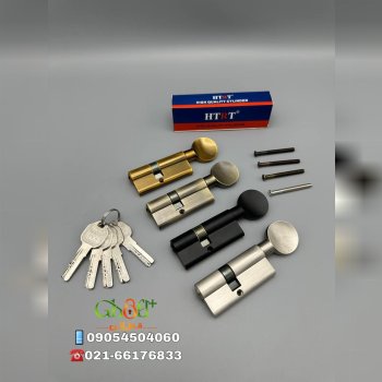  سیلندر ۷سانت آپارتمانی HTRT ۵کلید کامپیوتری بلند نافی دار ساچمه برنجی کیفت بسیار عالی رنگ : طلایی/ 