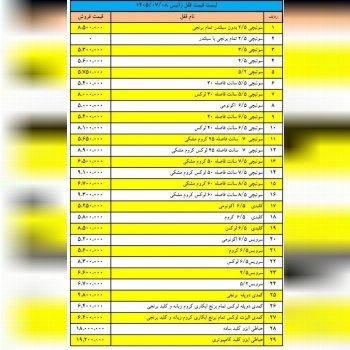 لیست قیمت جدید زانیس خدمت شما عزیزان