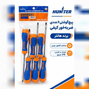 ست پیچ گوشتی ضربه خور 6 عددی هانتر 