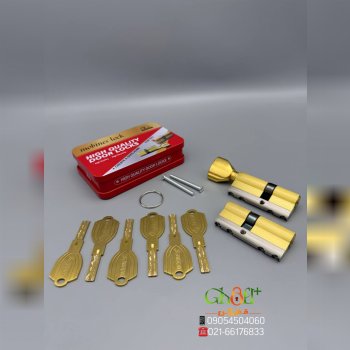 سیلندر بالا و پایین دوقلو مبینس جعبه فلزی سیلندر تمام برنج تسمه فولادی ۶کلید شیار ماری برنجی خاص جعب