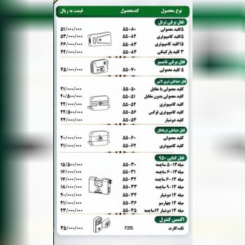 لیست قیمت جدید قفل پنج ستاره 
