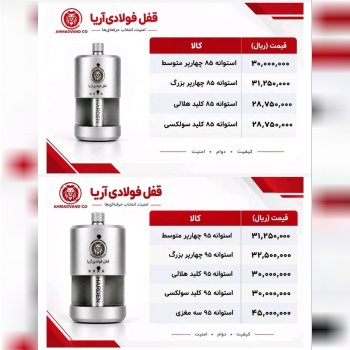 لیست قیمت جدید قفل آریا اعلام شد